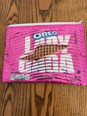 Oreo Pink Zip Pouch - handmade from a real Oreo package